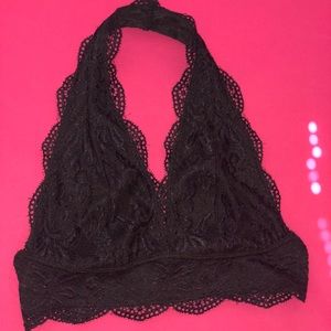 Black lace bralette.